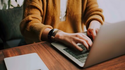 Blind person using screen reader on laptop for web browsing and digital accessibility