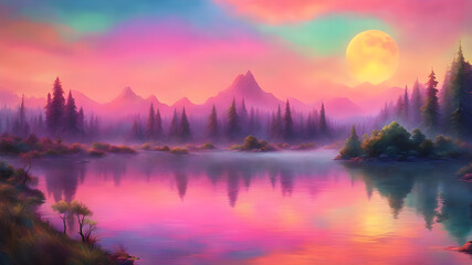 Fototapeta premium Serene Glassmorphism Landscape