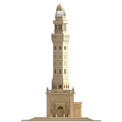 Majestic, detailed illustration of an ancient stone minaret, showcasing architectural brilliance...