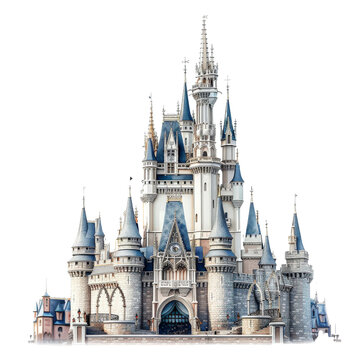 Majestic fairy tale castle with tall spires, intricate details, and enchanting architecture, perfect for fantasy and dreamlike settings.
