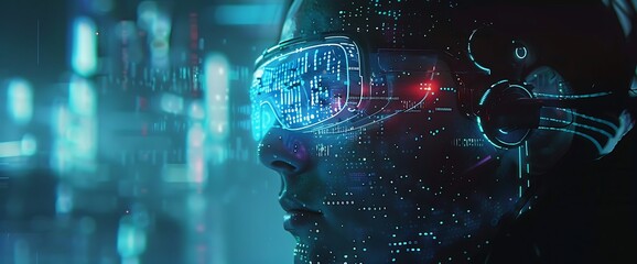 Digital Portrait of a Person in a Futuristic VR Headset