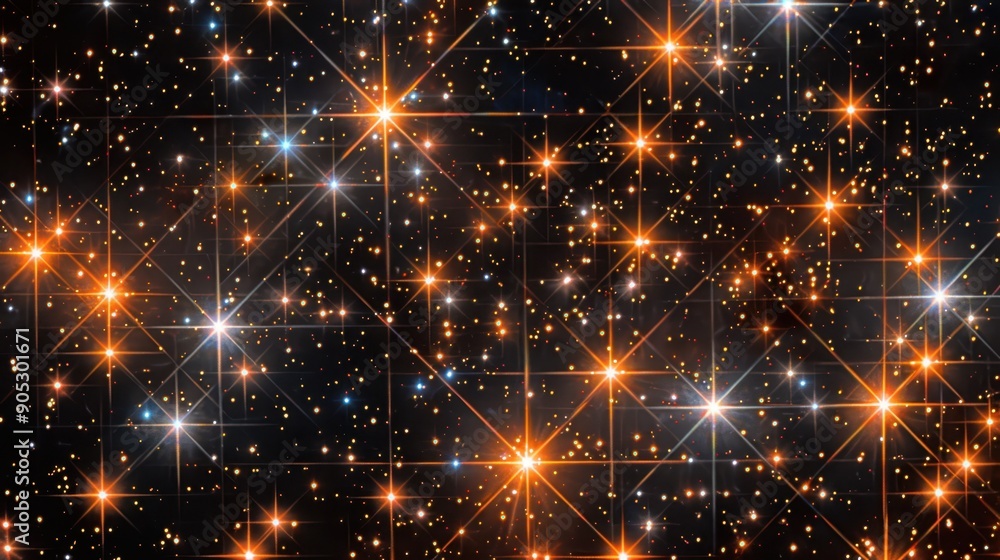 Poster abstract cosmic network - glowing nodes connecting in space