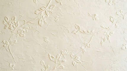 A cream textured background with a subtle, embossed floral pattern. The raised design adds elegance and a touch of nature.