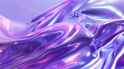 A lilac abstract background with a holographic effect, creating shifting colors and iridescent patterns. The futuristic design adds a dynamic and eye-catching element.