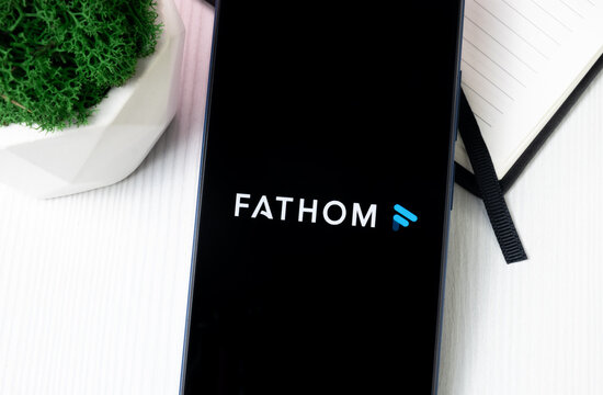New York, USA - 21 June 2024: Fathom Logo on Phone Screen, App or Company Icon