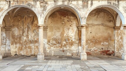 Historic wall with arcades ideal as a vintage backdrop