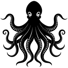 realistic octopus silhouette vector art  illustrator