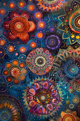 Harmonious Intertwined Mandalas: A Vivid Journey through Intricate Patterns of Unity and Peace