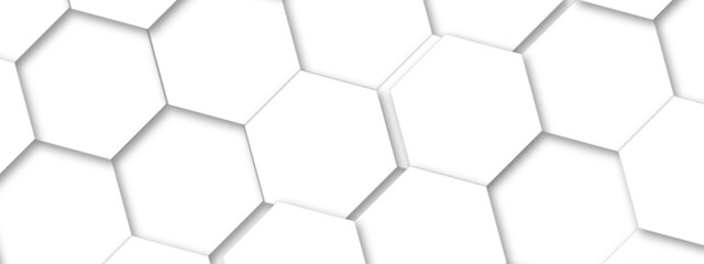 Abstract white hexagon pattern background. Abstract hexagon technology design background. Futuristic honeycomb mosaic white background. Vector Illustration. 