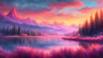 Serene Glassmorphism Landscape