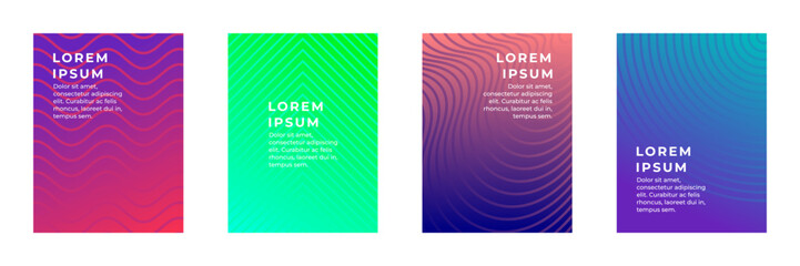 Bright, colorful abstract pattern with line texture in purple, red, blue, and green. Ideal for business brochure covers and banner posters. Modern vector template for creative designs.