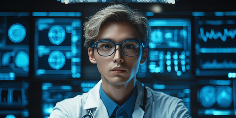 Developing Artificial Intelligence for Personalized Healthcare Solutions. Concept AI in Healthcare, Personalized Medicine, Medical Technology, Health Data Analytics, Patient Care Innovation