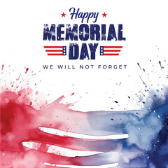 Memorial Day of USA Vector Design Template with American Flag National Patriotic Celebration Flyer