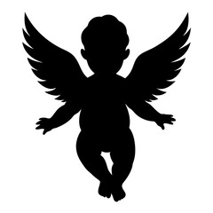 baby angel thinking silhouette vector art  illustrator