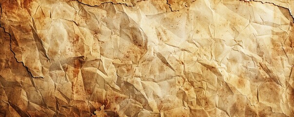 Old wrinkled paper texture with a brown and beige color scheme, ideal for backgrounds, scrapbooking, and vintage-themed designs.