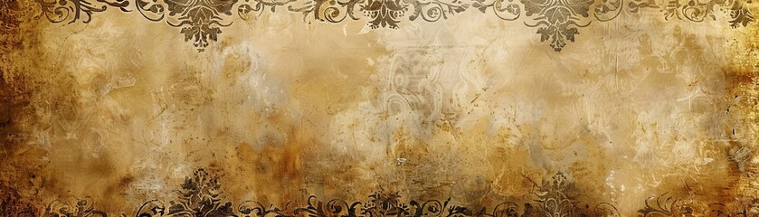 Vintage textured background with ornate border design in sepia tones, ideal for scrapbooking, invitations, or retro-themed projects.
