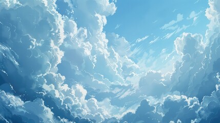 Sky of a blue hue with white clouds