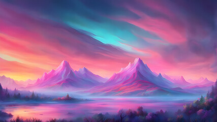 Fototapeta premium Serene Glassmorphism Landscape