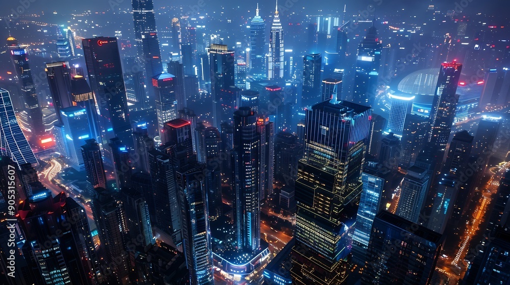 Aufkleber modern city and wireless communication network concept smart city digital transformation vertical vi