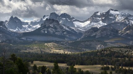 Obraz premium The Wind River Range Mountain range in Wyoming USA : Generative AI