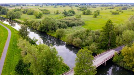 Der Fluss die Spree bei Lübbenau im Sommer - Luftbild