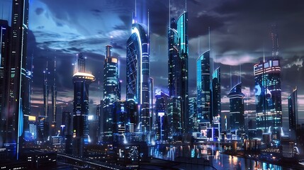 Fototapeta premium Smart city concept IoTInternet of Things : Generative AI