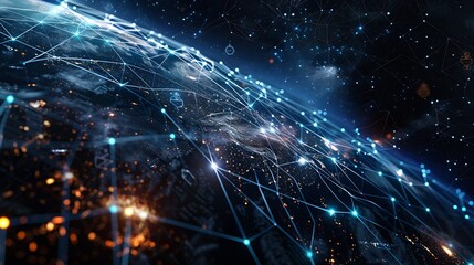 Global business network digital technology data exchange concept Business Intelligence and cloud computing digital marketing data processing and blockchain technology management : Generative AI