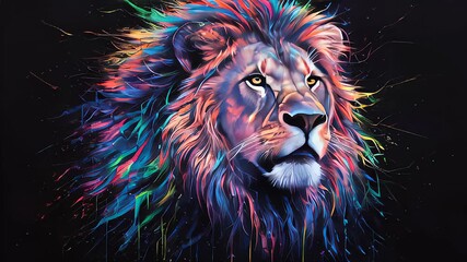 Colorful Lion Portrait