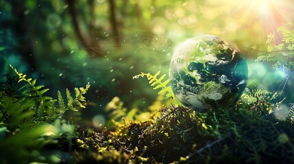 Fototapeta premium Global communication network concept Environmental technology Sustainable development goals SDGs : Generative AI