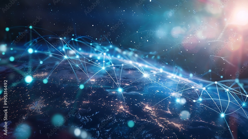 Poster global communication network concept worldwide business iot internet of things concept : generative 