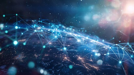 Obraz premium Global communication network concept Worldwide business IoT Internet of Things concept : Generative AI