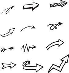 abstract arrows, ribbons, and others in hand drawn style for concept design