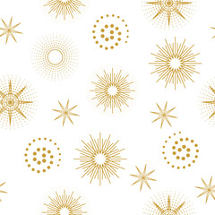 

Mystical stars celestial seamless pattern tile on white background