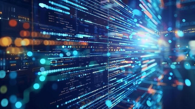 Data exchange digital technology background software development cloud computing Business Intelligence global network Data analysis techician team computer programming internet technol : Generative AI - Powered by Adobe