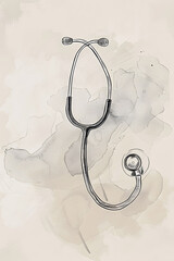 Stethoscope art art background, neutral shapes, minimalistic style. Doctor's day concept