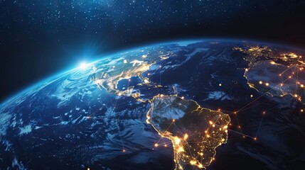 Fototapeta premium 3D Render of Planet Earth with Glowing Connections. AI generated illustration.