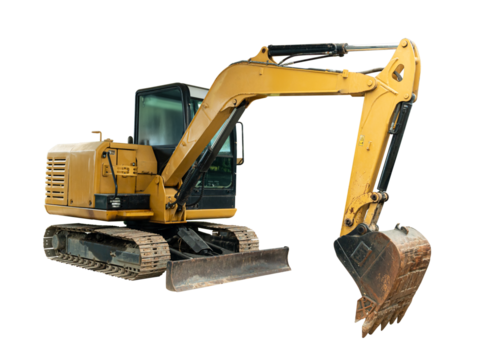 Excavator isolated on transparent background, PNG File.