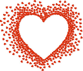 Valentines Day illustration with empty frame contour made of many scattering hearts vector