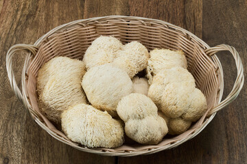 Lion's Mane Mushrooms in Basket