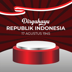 79th Indonesia Independence Day banner with red and white waving ribbon