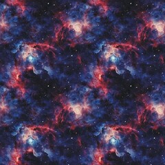 Naklejka premium Space universe seamless pattern digital illustration. Space galaxy with stars and nebulae concept background. Cosmic creative poster. Cosmos digital illustration. AI artwork. 