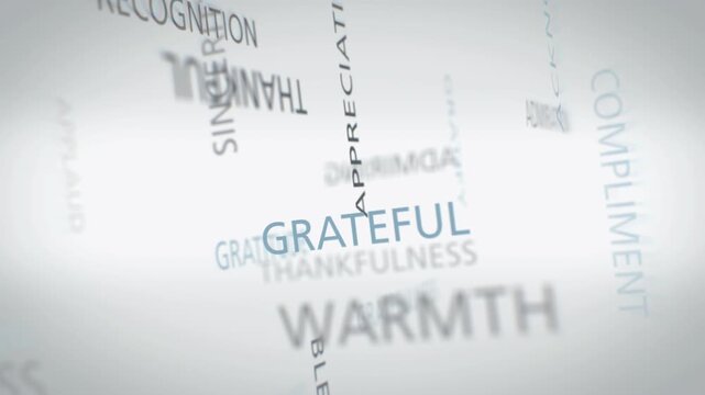 Thank You word cloud with various concepts on the topic, animated flight through the collection infographic