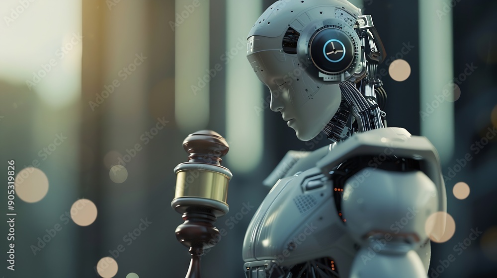 Leinwandbilder AI rules and law concept enforce to control AI artificial intelligence social responsibility and ensure fairness and transparency in usage of NLP generative AI to comply with internati : Generative AI