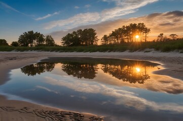 Obraz premium Henderson Beach Ohio Background Generative by Ai 