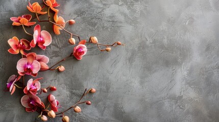 Elegant Phalaenopsis orchids on a gray backdrop