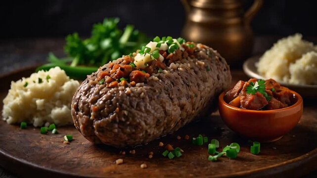 Haggis traditional food of Great Britain appetizing