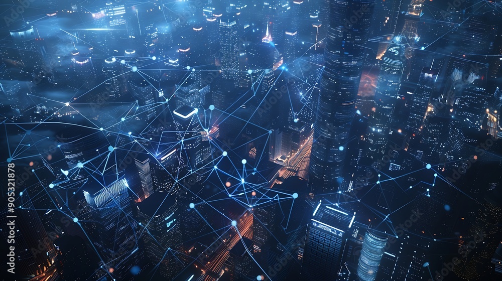 Poster smart city and communication network concept 5g iot internet of things telecommunication : generativ