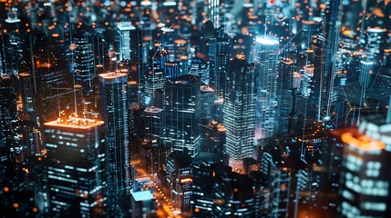 Modern city and wireless communication network concept Smart city Digital transformation Vertical visual for advertisements and banners : Generative AI