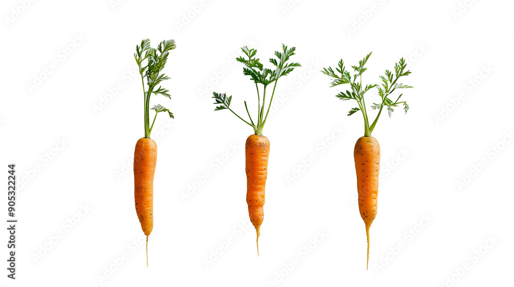 Poster fresh carrot in a row isolated on a transparent background