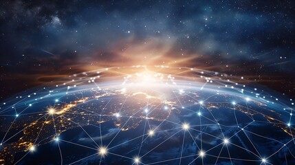 Global communication network concept Worldwide business IoT Internet of Things concept : Generative AI